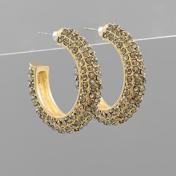 Paved Crystal Open Hoops - Picture 2 of 2